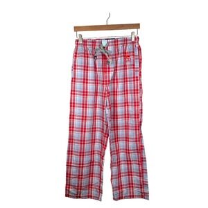 Psycho Bunny Pajama Lounge Pant Plaid Lightweight Red Blue Size Small Drawstring